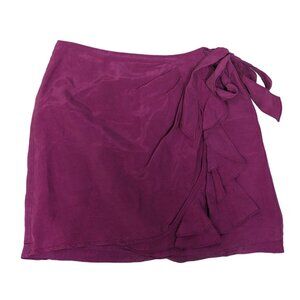 Nanette Lepore Women's Purple Pink Ruffle Front Faux Wrap Mini Skirt Sz 4